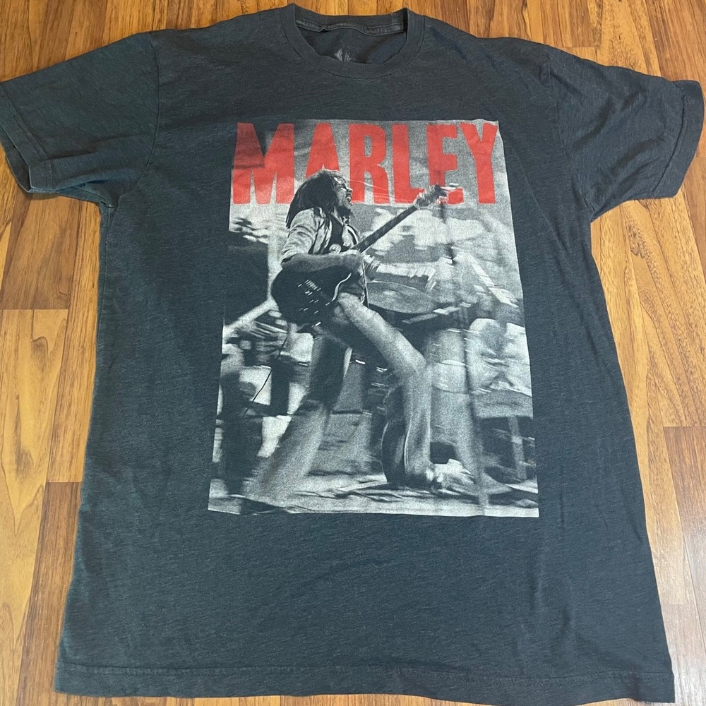 Catch A Fire Bob Marley Graphic T-Shirt Mens Medium Gray Cotton Blend Reggae Tee